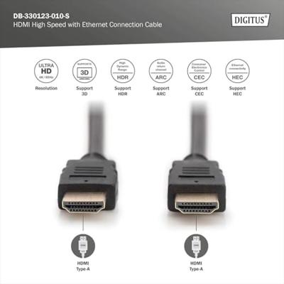 Digitus DB-330123-010-S HDMI-kabel HDMI Aansluitkabel HDMI-A-stekker, HDMI-A-stekker 1.00 m Zwart 4K UHD, Audio Return Channel (ARC) Digitus DB-330123-010-S HDMI-kabel HDMI Aansluitkabel HDMI-A-stekker, HDMI-A-stekker 1.00 m Zwart 4K UHD, Audio Return Channel (ARC)