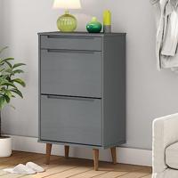 VidaXL Schoenenkast molde 59,5x35x103 cm massief grenenhout grijs - thumbnail