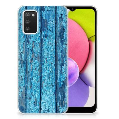 Samsung Galaxy A03S | Bumper Hoesje | Wood Blue Samsung Galaxy A03S | Bumper Hoesje | Wood Blue