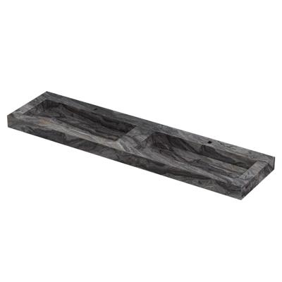 INK Pitch Wastafel keramische slab bak dubbel met drain en front en side skirts 2 kraangaten 180x45x9 Venice brown glossy