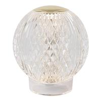 Lucide CINTRA - Oplaadbare Tafellamp - Accu/Batterij - Ø 11 cm - LED 3 StepDim - 1x2W 3000K - Transparant - thumbnail