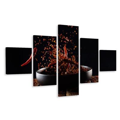 Schilderij - Cayenne pepers, 5luik, premium print