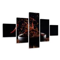 Schilderij - Cayenne pepers, 5luik, premium print - thumbnail