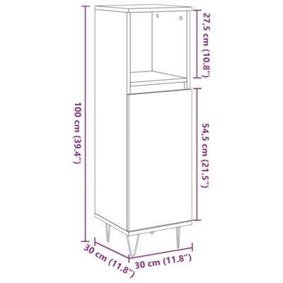 Badkamerkast 30x30x100 cm bewerkt hout oud houtkleurig