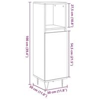 Badkamerkast 30x30x100 cm bewerkt hout oud houtkleurig - thumbnail