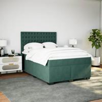 Boxspring met matras fluweel donkergroen 140x190 cm - thumbnail