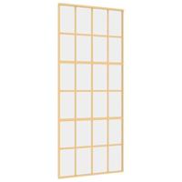 VidaXL Schuifdeur 90x205 cm helder esg-glas en aluminium goudkleurig - thumbnail