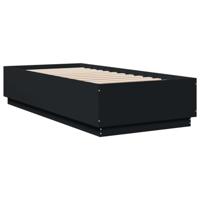 Bedframe met LED-verlichting bewerkt hou zwart 100x200 cm - thumbnail