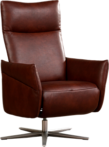 Donkercognac leren moderne relaxfauteuil Ease - met stervoet rvs - zithoogte hoog - Granada leer Cognac (donkercognac leer)