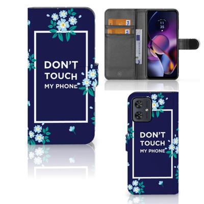 Motorola Moto G54 Portemonnee Hoesje Flowers Blue DTMP Motorola Moto G54 Portemonnee Hoesje Flowers Blue DTMP