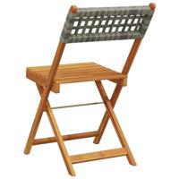 Bistrostoelen 2 st massief acaciahout en poly rattan grijs - thumbnail