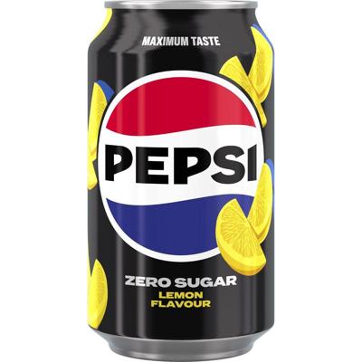Pepsi Zero Sugar Lemon frisdrank, blik van 33 cl, pak van 24 stuks