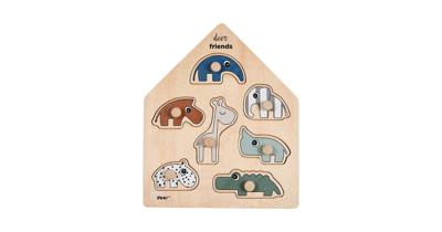 Done By Deer houten noppenpuzzel hertenvriendjes, 7st.