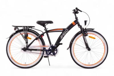 AMIGO Roady 24 Inch Jongens Terugtraprem Zwart/Oranje AMIGO Roady 24 Inch Jongens Terugtraprem Zwart/Oranje