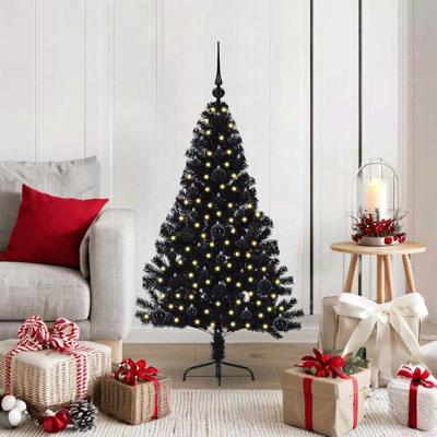 VidaXL Kunstmatig voorverlicht kerstboom met 150 led zwart 120 cm pvc
