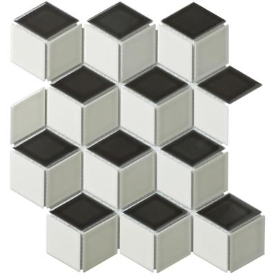 Mozaiek Paris Cubic Wit/Grijs/Zwart 4,8x8,1 Mozaiek Paris Cubic Wit/Grijs/Zwart 4,8x8,1