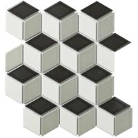 Mozaiek Paris Cubic Wit/Grijs/Zwart 4,8x8,1 - thumbnail
