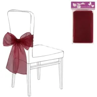 Feestdecoratie stoel strik organza bordeaux set van 2 | 24 stuks - thumbnail