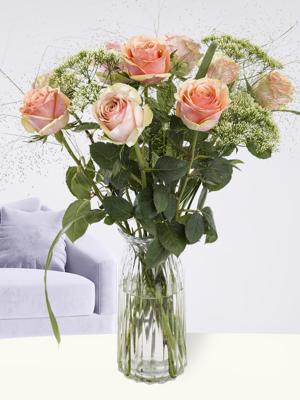 Geboorteboeket baby + gratis glasvaas Evita Geboorteboeket baby + gratis glasvaas Evita