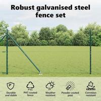 VidaXL Afrasteringspaal groen 10 x 1,2 m (25 mm gaas) staal en pvc - thumbnail