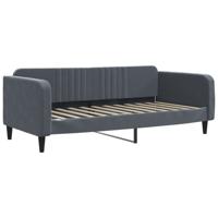 Slaapbank met onderschuifbed 90x190 cm fluweel donkergrijs - thumbnail