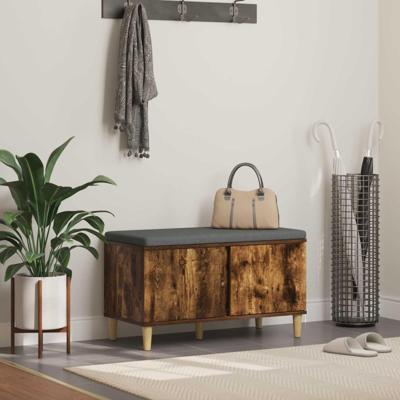 Halbank met kussen met opslag Gerookt eiken 60 x 38 x 46 cm Halbank met kussen met opslag Gerookt eiken 60 x 38 x 46 cm