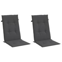VidaXL Stoelkussens 2 st hoge rug 120x50x4 cm stof gemêleerd antraciet - thumbnail
