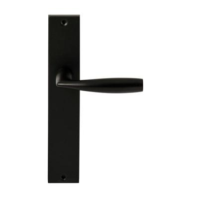 Hardbrass Deurkruk Naxos op rechthoekig langschild blind - zwart