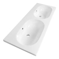 Brauer Moon Wastafel - 120 cm - met 2 Spoelbakken en 0 Kraangaten - Keramiek Hoogglans Wit - thumbnail
