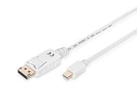 Digitus AK-340102-030-W DisplayPort-kabel Mini-displayport / DisplayPort Adapterkabel Mini DisplayPort-stekker, DisplayPort-stekker 3.00 m Wit - thumbnail