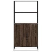 Hoge kast 68x35x139 cm bewerkt hout en metaal bruin eikenkleur - thumbnail