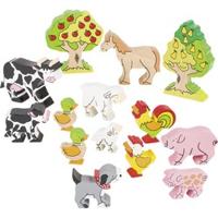 Goki houten boerderij dieren, 14st. - thumbnail