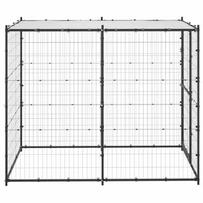VidaXL Hondenkennel voor buiten met dak 110x220x180 cm staal - thumbnail