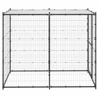Hondenkennel voor buiten met dak 110x220x180 cm staal - thumbnail