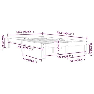 Bedframe massief grenenhout wit 120x200 cm