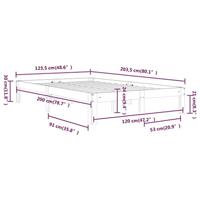 Bedframe massief grenenhout wit 120x200 cm - thumbnail
