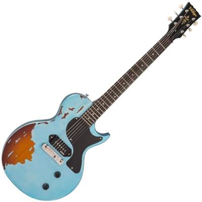 Vintage V120 ICON Distressed Gun Hill Blue over Sunburst elektrische gitaar - thumbnail