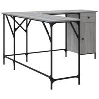 Bureau 141x141x75 cm bewerkt hout grijs sonoma eikenkleurig - thumbnail