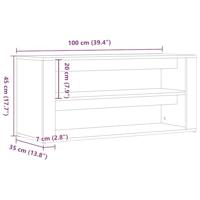 VidaXL Schoenenbank 100x35x45 cm bewerkt hout zwart eikenkleurig - thumbnail