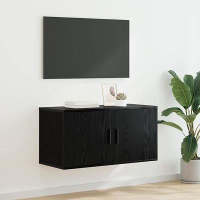 Wandgemonteerde TV-kast Zwart eiken 80 x 34.5 x 40 cm
