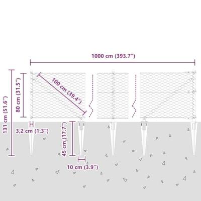 VidaXL Afrasteringspaal groen 10 x 0,8 m (36 mm gaas) staal en pvc