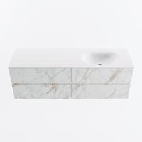 MONDIAZ VICA 150cm badmeubel onderkast Carrara 4 lades. Wastafel MOON rechts zonder kraangat, kleur Talc. - thumbnail