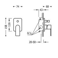 Douchekraan Inbouw Tres Loft Colors 1-Hendel met Omstel Mat Zwart - thumbnail
