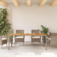 Tuintafel 190x90x75 cm poly rattan en acaciahout beige - thumbnail