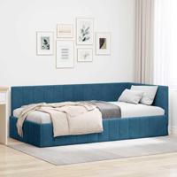 Hoekbedframe met hoofdeinde Blauw 100 x 200 cm Fluweel - thumbnail