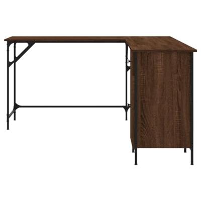 Bureau 141x141x75 cm bewerkt hout bruin eikenkleur