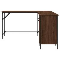 Bureau 141x141x75 cm bewerkt hout bruin eikenkleur - thumbnail