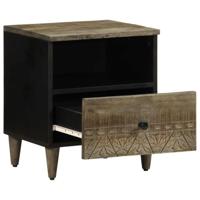 Nachtkastje 40x33x46 cm massief mangohout lichtgrijs - thumbnail