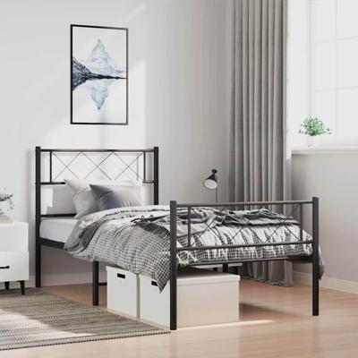 Bedframe met hoofd- en voeteneinde metaal zwart 100x190 cm