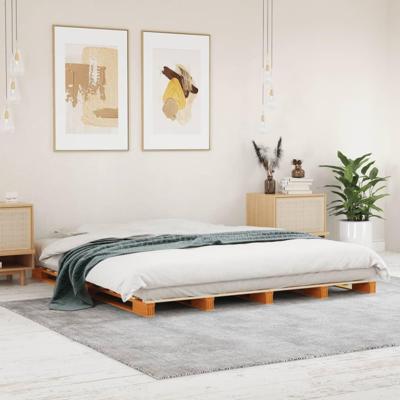 Palletbed massief grenenhout wasbruin 180x200 cm